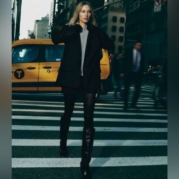 ZARA CONTRASTING HOODED BLAZER - Picture 3 of 6